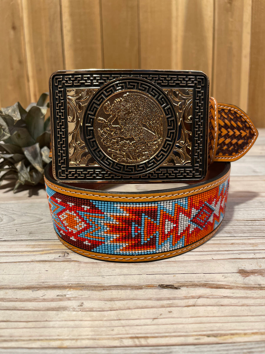 ONLY 2 LEFT ? RAJ GLASS BEADED BELTS VARIOUS DESIGNS Handmade Beaded Waist Belt: Czech Glass Beads, Blue & Red - Etsy main image 4