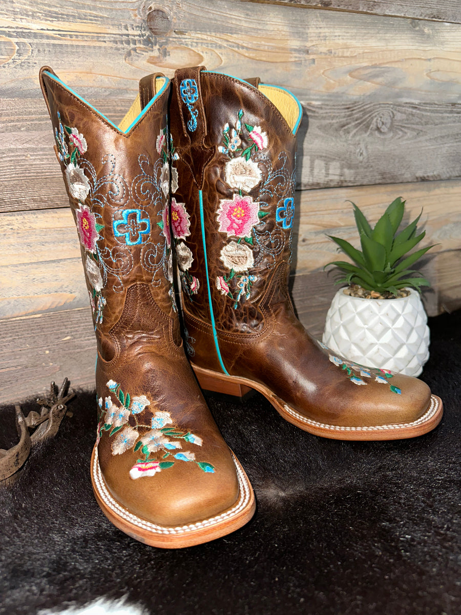 Macie Bean Toast & deals Honey Woven Leather Roper Cowboy Boots