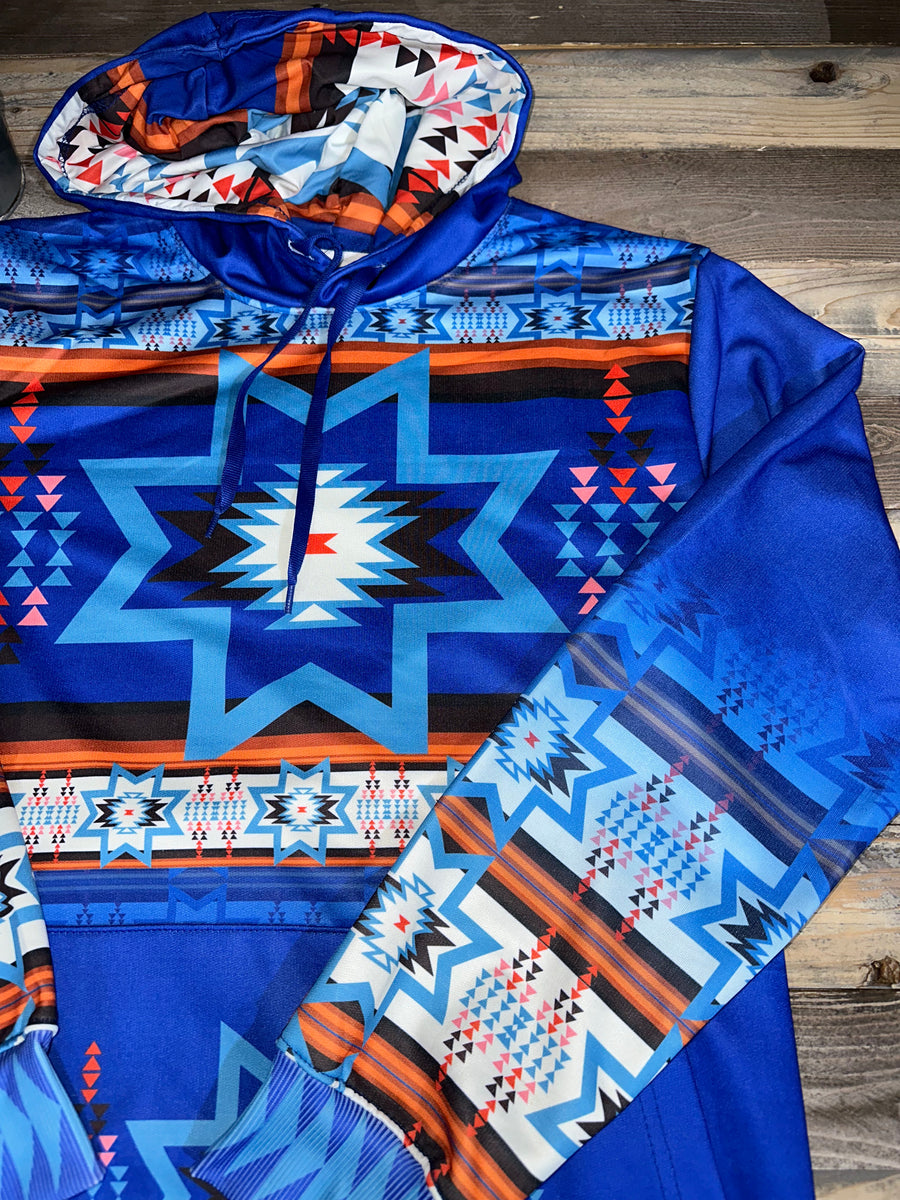 Blue clearance aztec hoodie