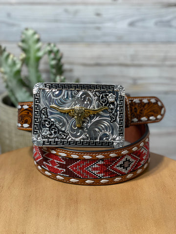 Longhorn Carbon Silver Buckle