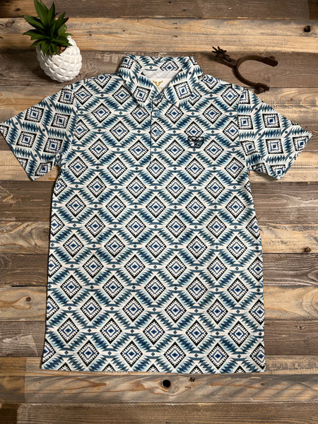 Diamond Aqua Aztec Polo