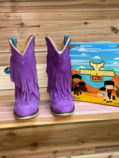 Lilac Fringe Sude Girl Boots