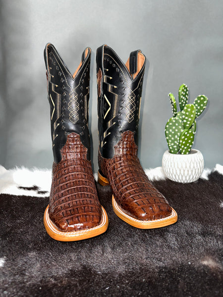 Exotic Serpentin Caiman Tabaco Boot