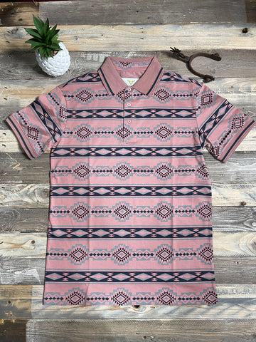 Diamond Dusty Pink Aztec Polo