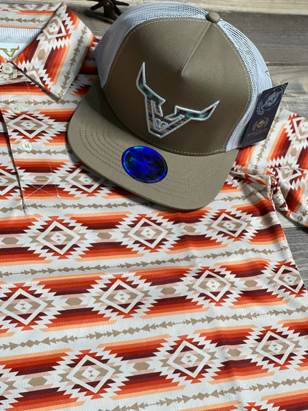 Diamond Tangerine Aztec Polo