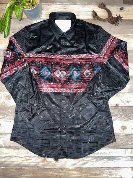 Black Border Aztec Long Sleeve Shirt PL23