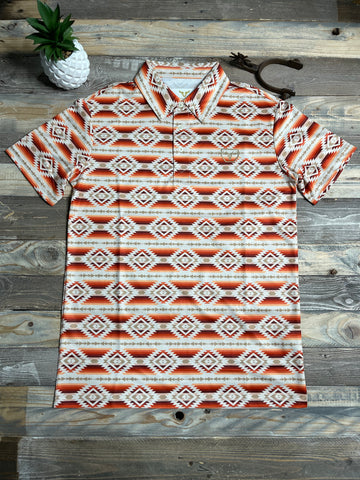 Diamond Tangerine Aztec Polo