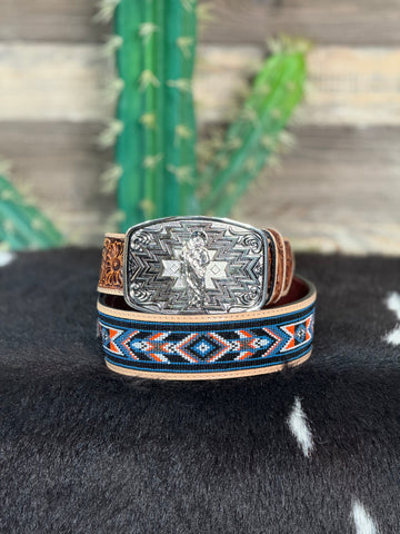 San Judas Aztec Silver Buckle