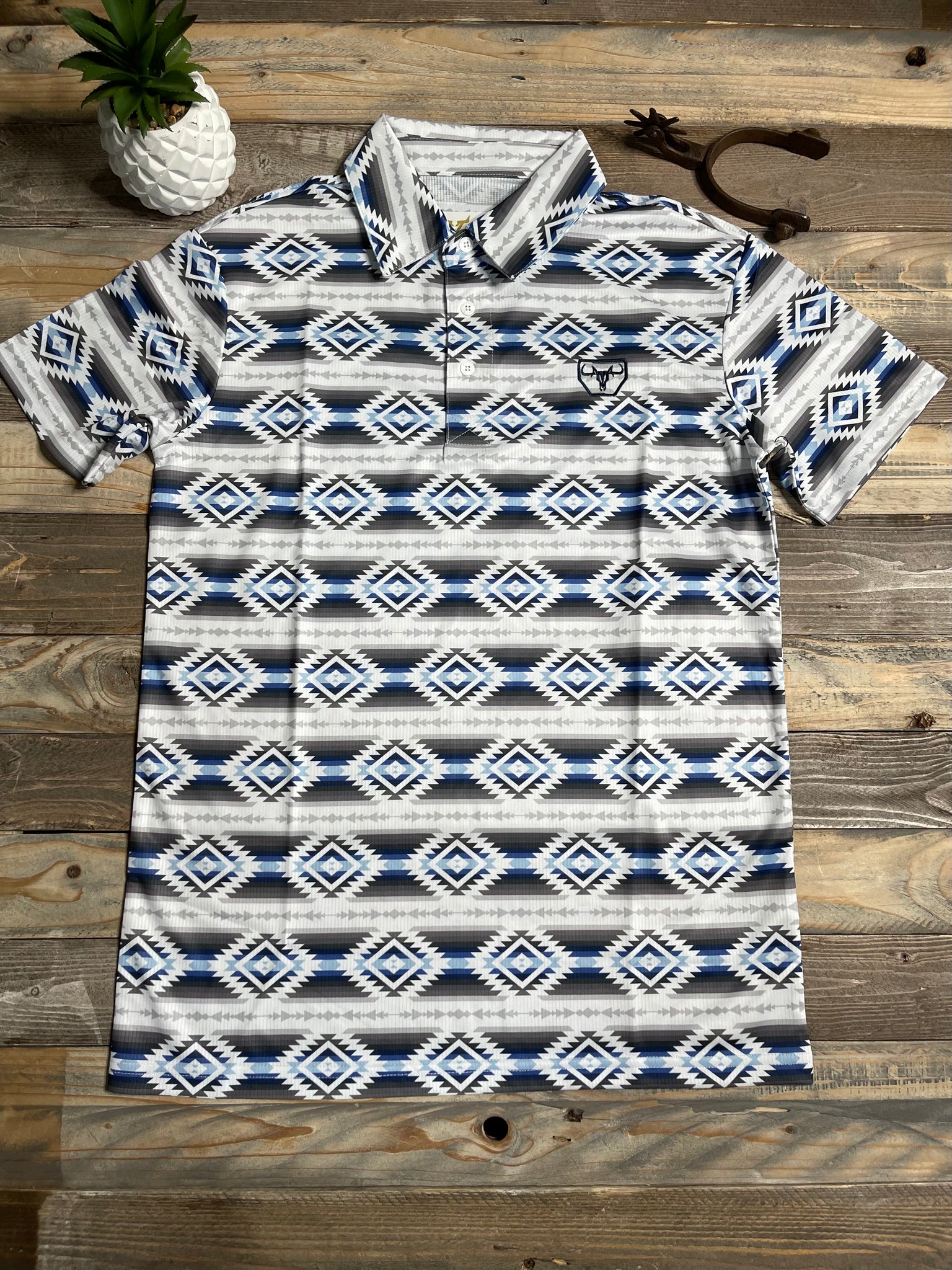 Diamond Silver Aztec Polo