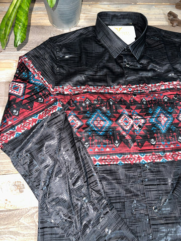 Black Border Aztec Long Sleeve Shirt PL23