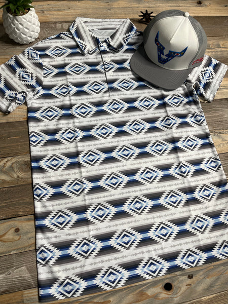 Diamond Silver Aztec Polo