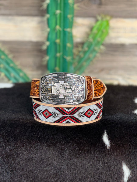 Praying Cowboy Aztec Silver Buckle