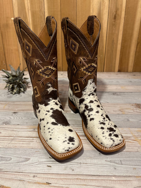 Exotic Leather Boot “Brown Barrel” Cowhide Size 8