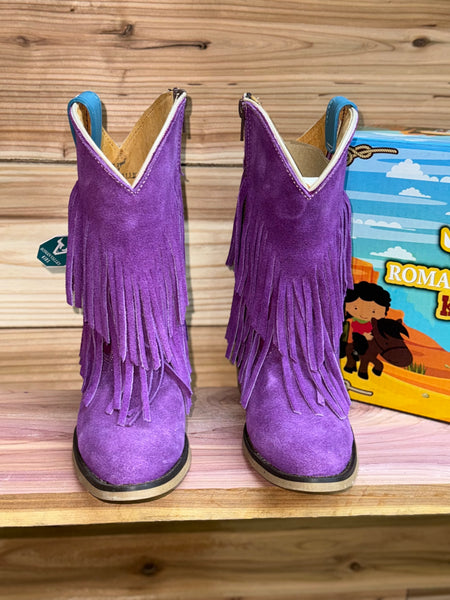 Lilac Fringe Sude Girl Boots