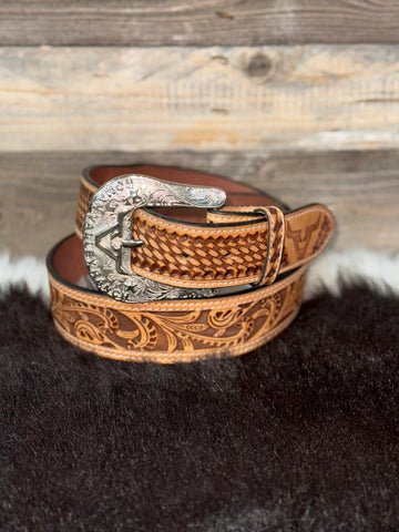 Brown Floral Tooled Belt