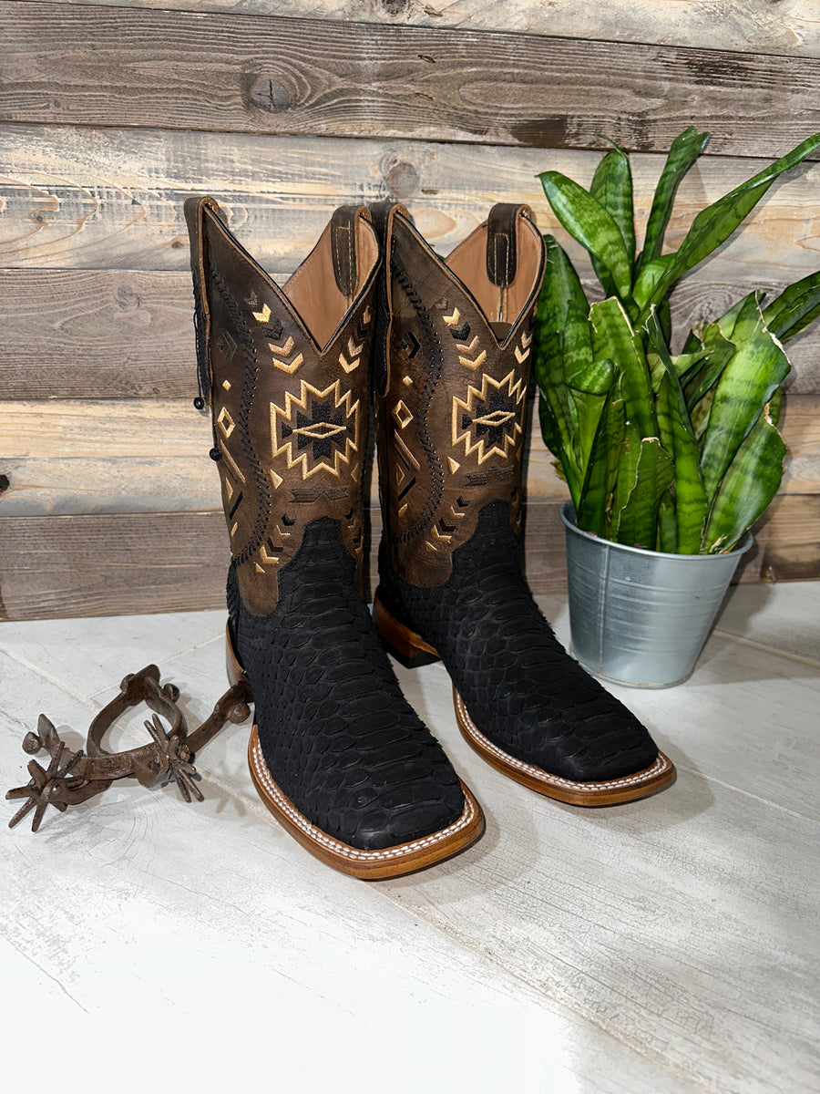Exotic Python Black Aztec Boot – Roman Valley Ranch