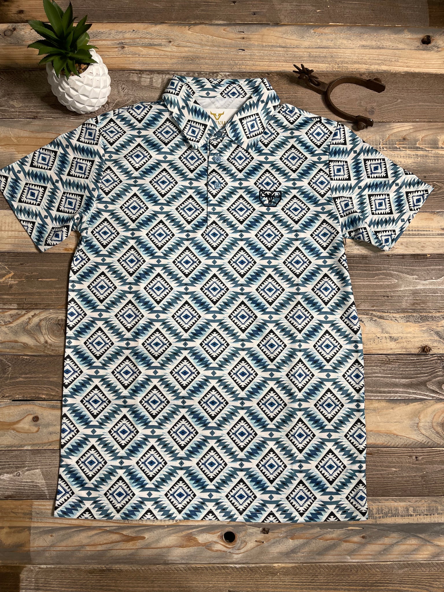 Diamond Aqua Aztec Polo