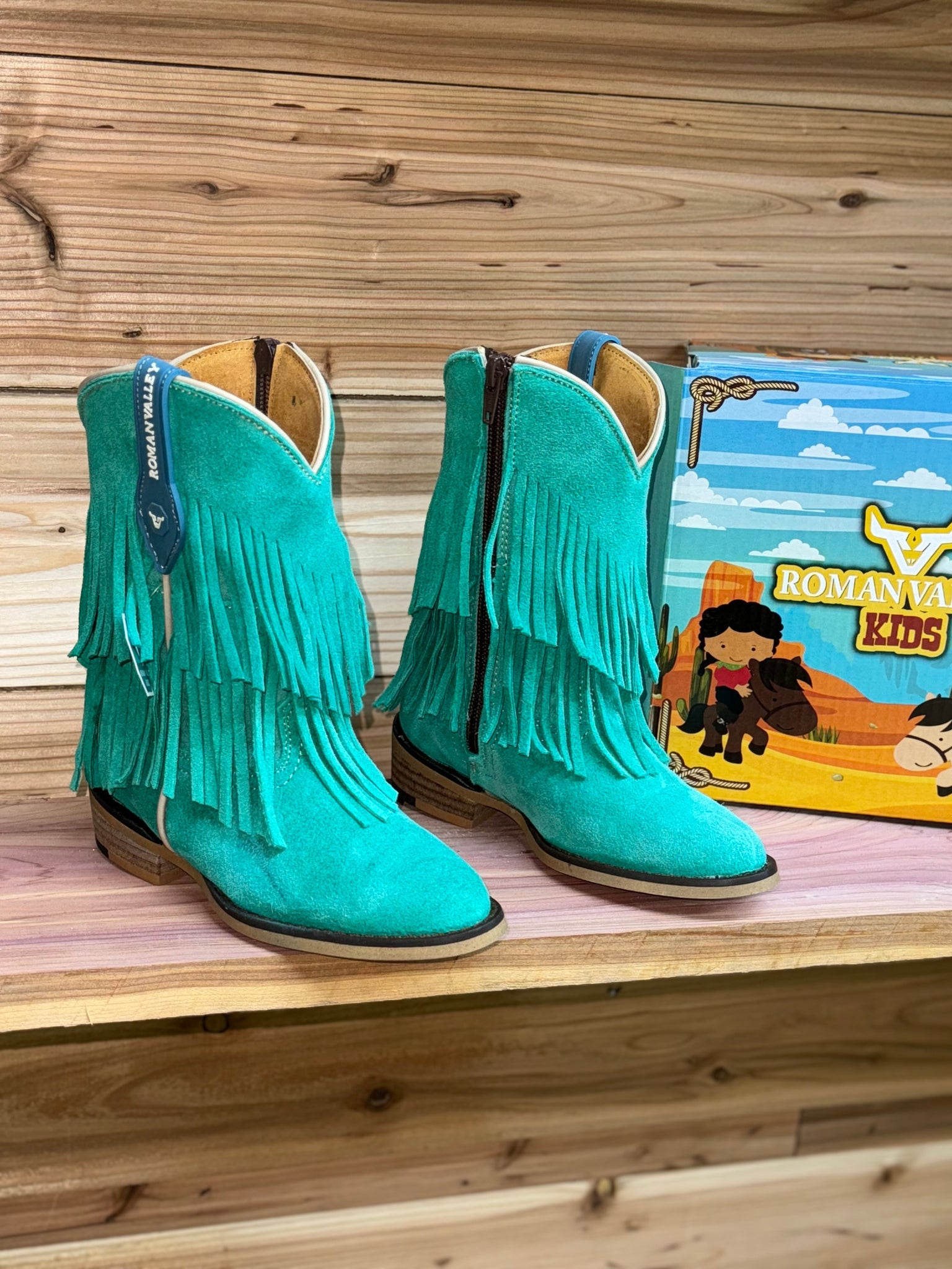 Mint Fringe Sude Girl Boots