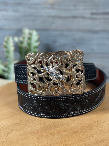 Bull Rider Gold Floral Buckle