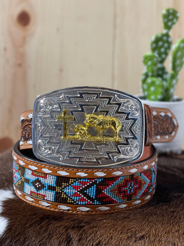 Praying Cowboy Aztec Buckle