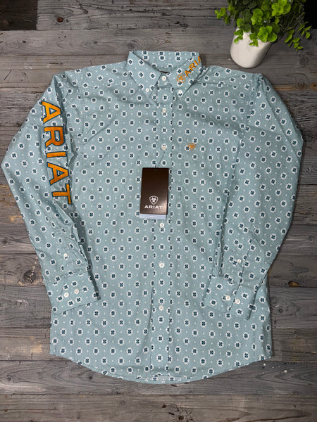 Ariat Team Colton Aqua Long Sleeve Shirt