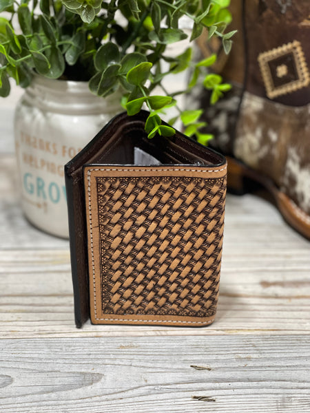 Dell Tri-Fold Embossed Cowhide Leather Wallet