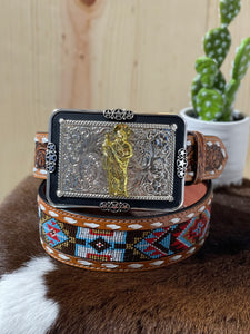 San Judas Gold Black Buckle