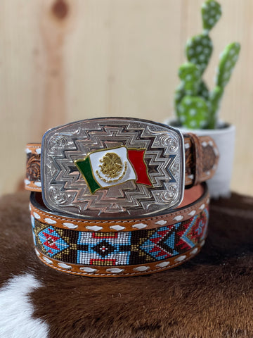 Mexico Flag Aztec Buckle