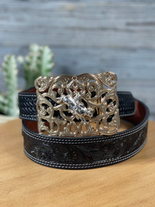 Bull Rider Gold Floral Buckle