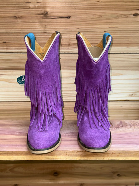 Lilac Fringe Sude Girl Boots