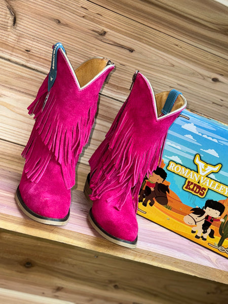 Fuchsia Fringe Sude Girl Boots