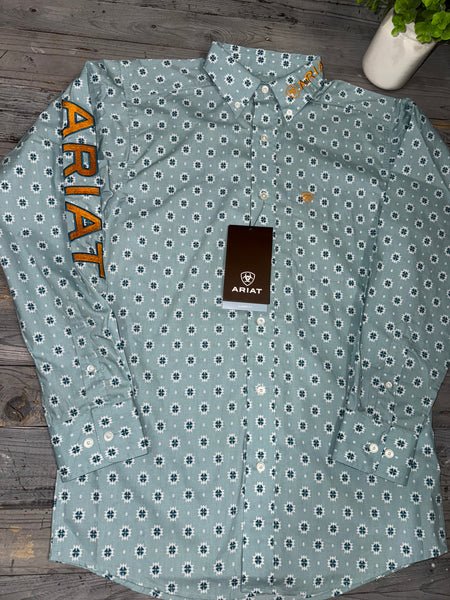 Ariat Team Colton Aqua Long Sleeve Shirt