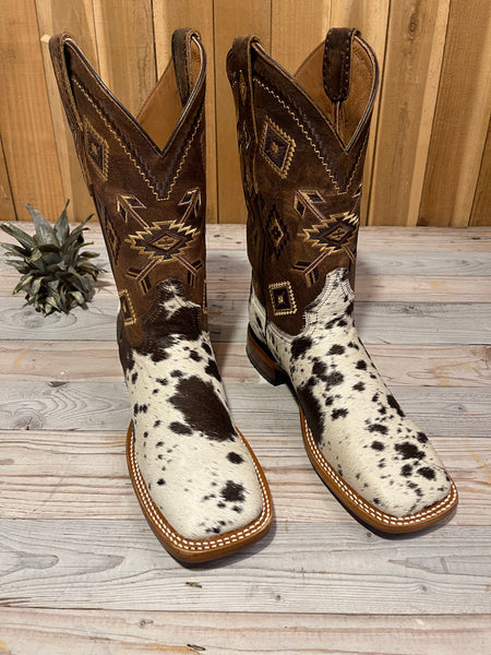 Exotic Leather Boot “Brown Barrel” Cowhide Size 8