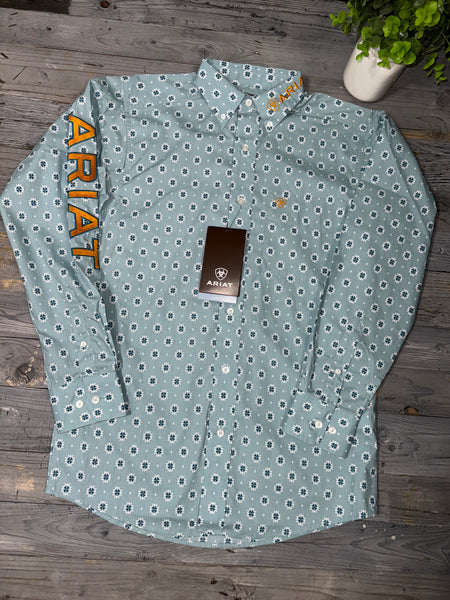 Ariat Team Colton Aqua Long Sleeve Shirt