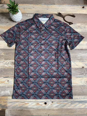 Diamond Maroon Aztec Polo