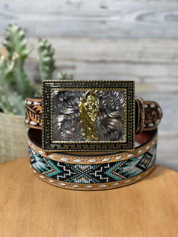 San Judas Sorrel Black & Gold Buckle