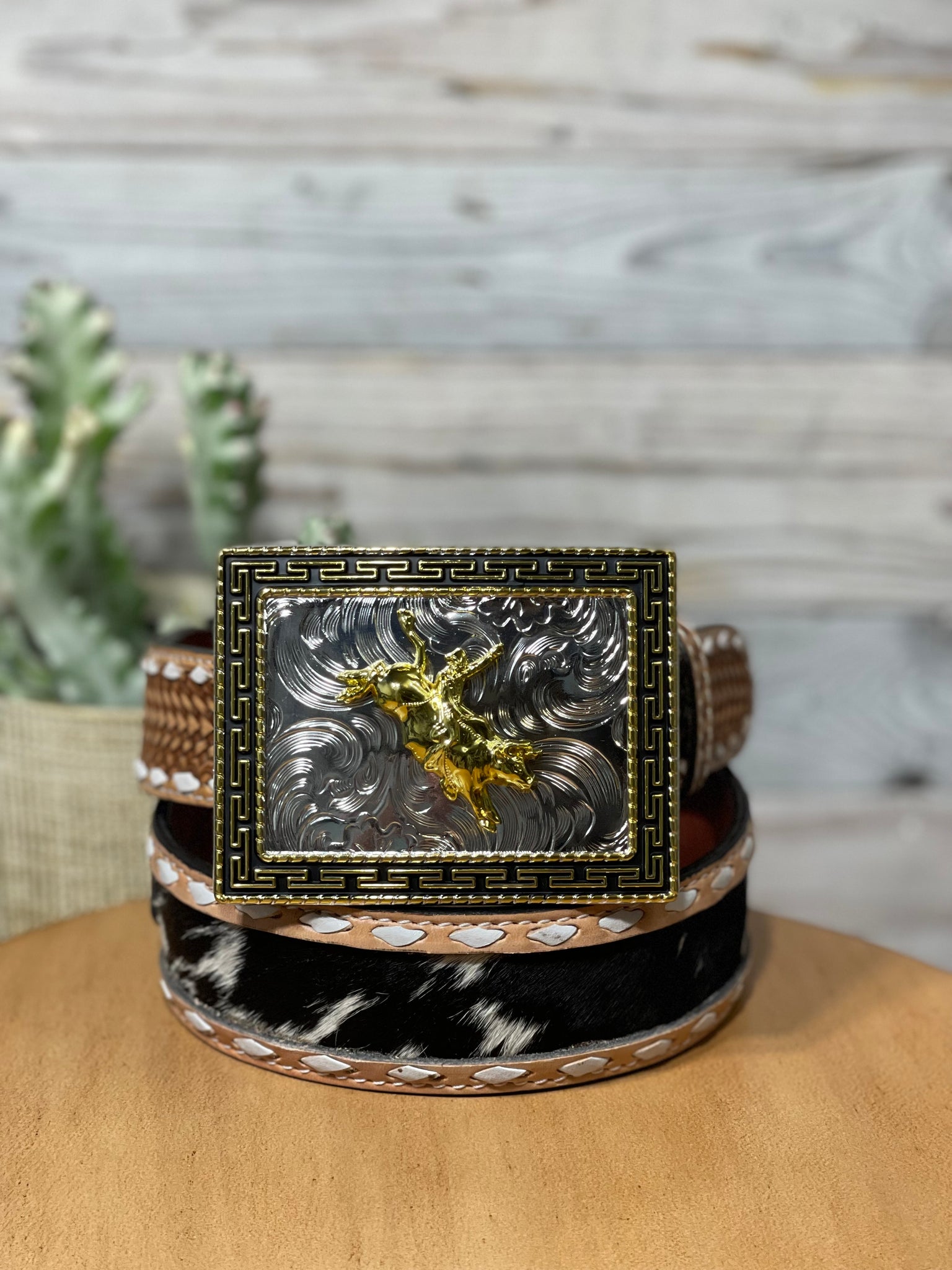 Bull Rider Sorrel Black & Gold  Buckle