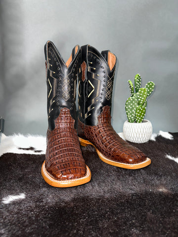 Exotic Serpentin Caiman Tabaco Boot