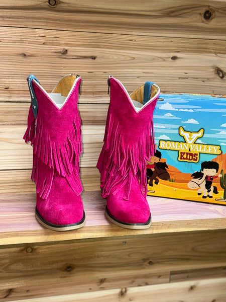 Fuchsia Fringe Sude Girl Boots