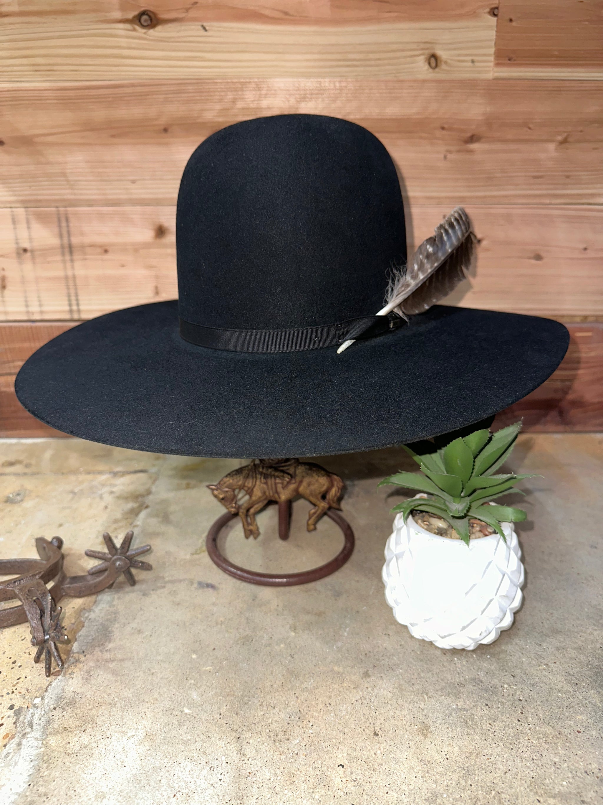 VTG Cowboy Hat Black Resistol Ranch Cowboy Felt #041 f1 8305‎ 7 *See Measurement Resistol Black Gold 20X Felt Cowboy Hat - Black - Langstons main image 2
