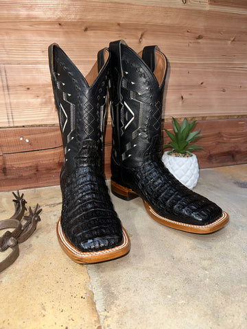 Exotic Serpentin Black Caiman Boot