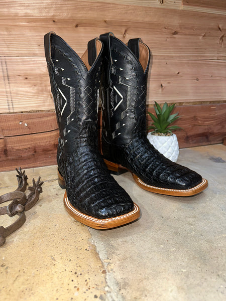 Exotic Serpentin Black Caiman Boot