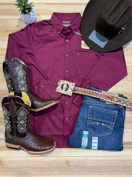 Ariat Solid Twill Burgundy Shirt
