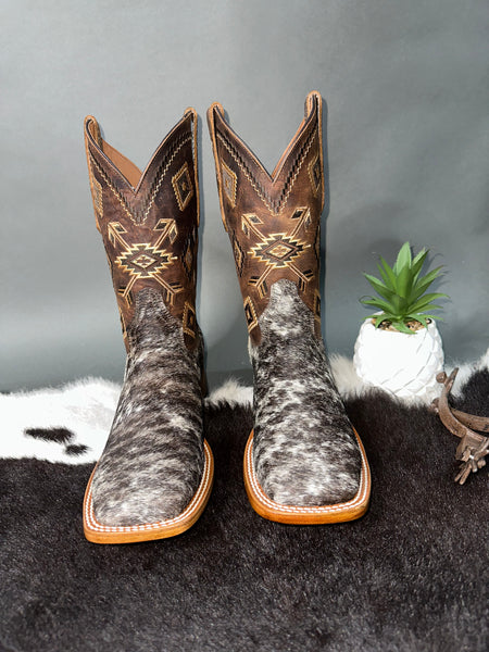 Exotic Cowhide Boot “Tri-Color Brown” Size 11