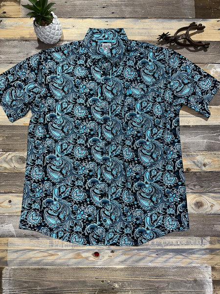 Cinch Spring Blue Paisley Short Sleeves