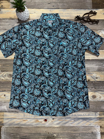 Cinch Spring Blue Paisley Short Sleeves