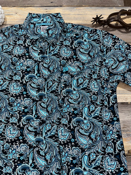 Cinch Spring Blue Paisley Short Sleeves