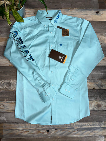 Ariat Team Light Aqua Twill Long Sleeve Shirt