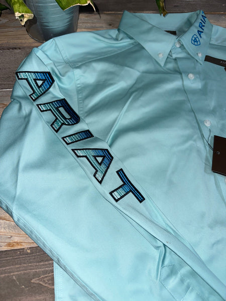 Ariat Team Light Aqua Twill Long Sleeve Shirt