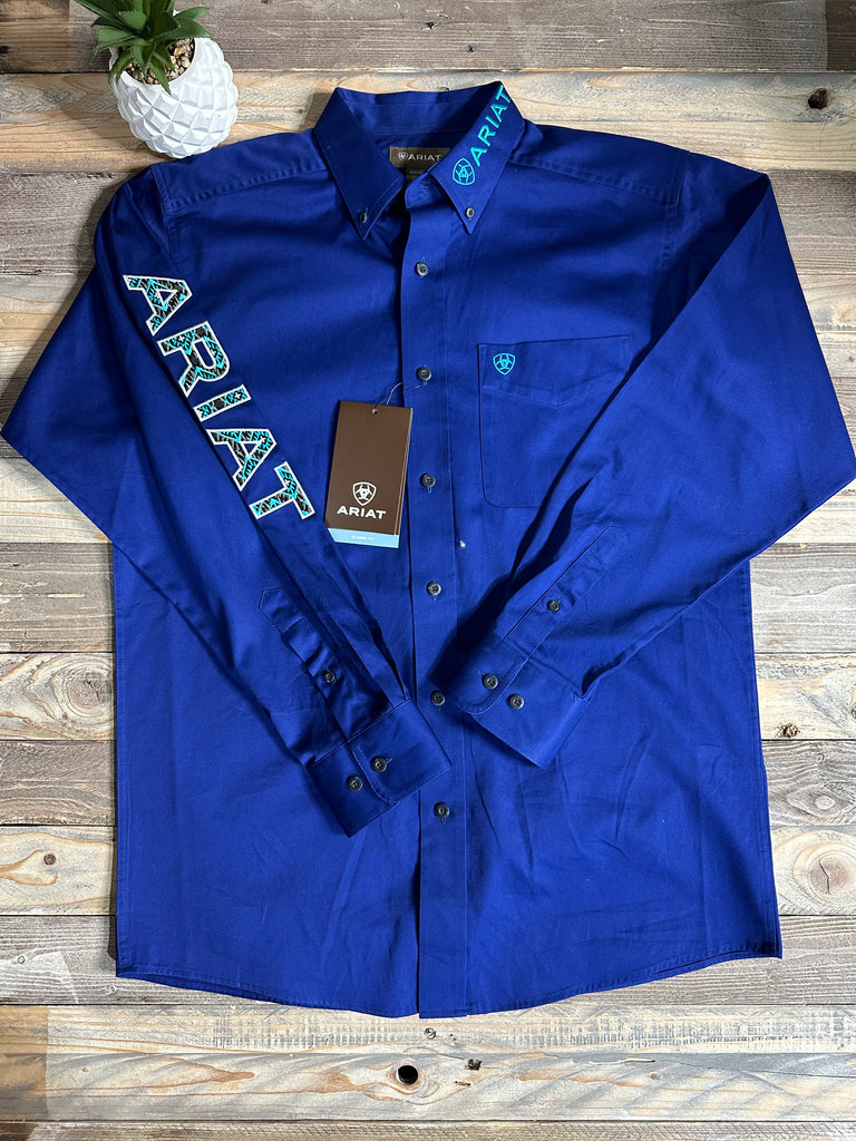 Ariat Team Logo Royal Blue 24Twill Long Sleeve Shirt – Roman